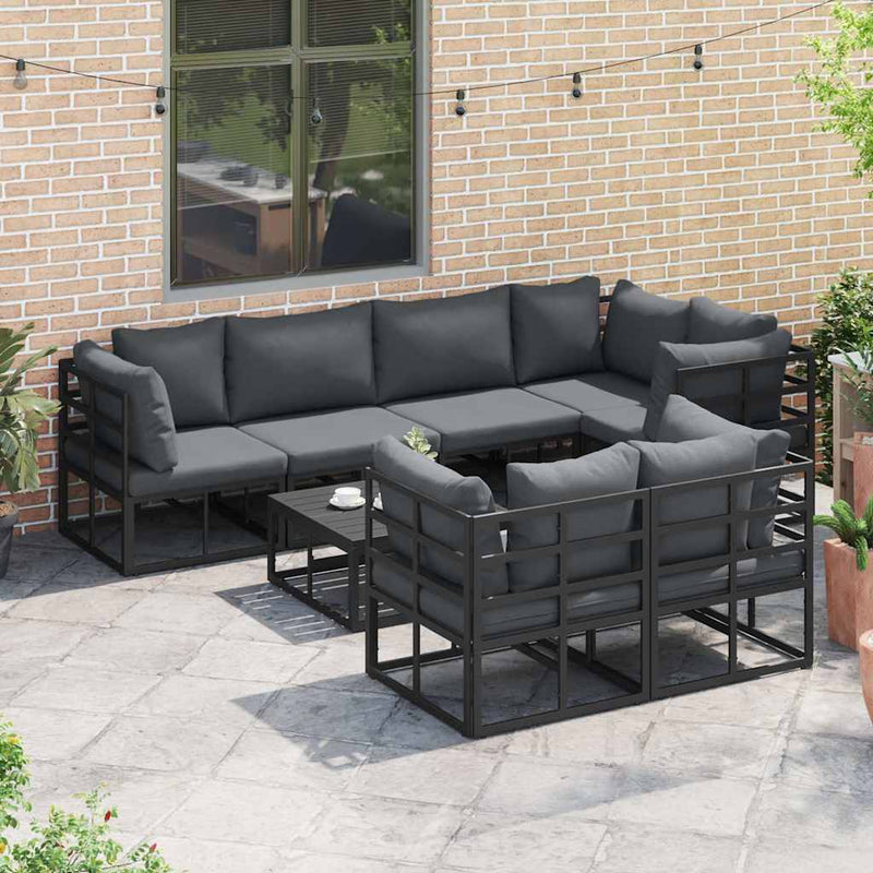 Set de canapele pentru grădină 7 buc. Negru Oțel