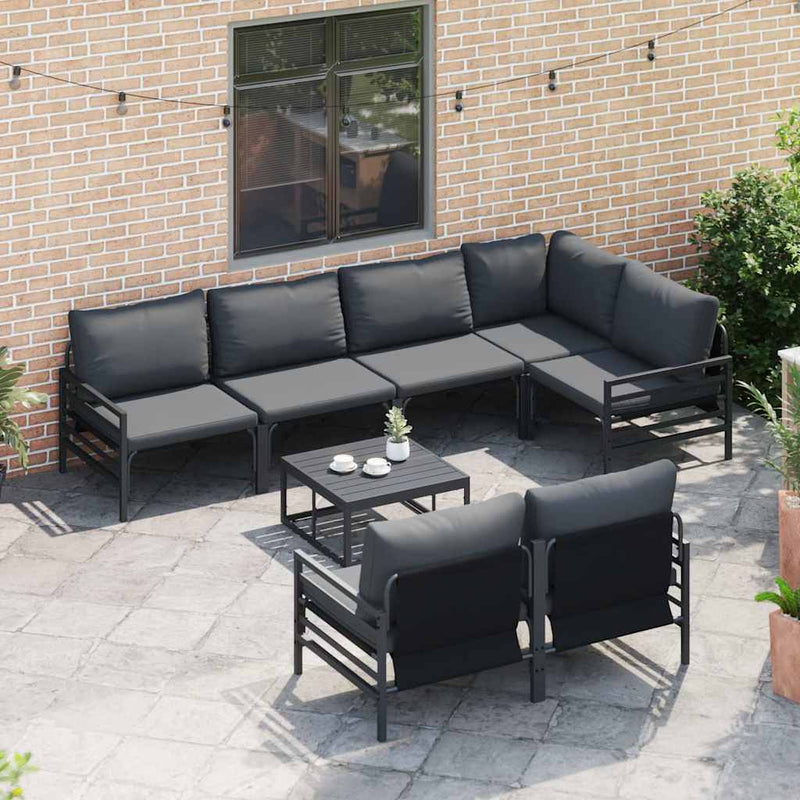 Set de canapele pentru grădină 7 buc. Negru Oțel