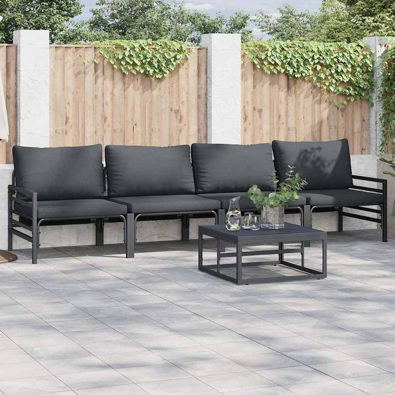 Set de canapele pentru grădină 4 buc. Negru Oțel