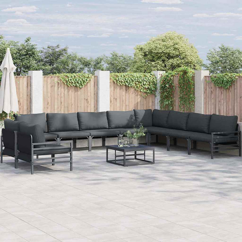 Set de canapele pentru grădină 10 buc. Negru Oțel
