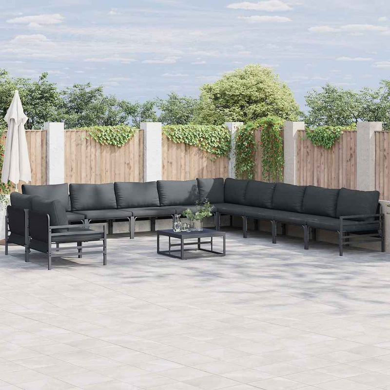 Set de canapele pentru grădină 11 buc. Negru Oțel