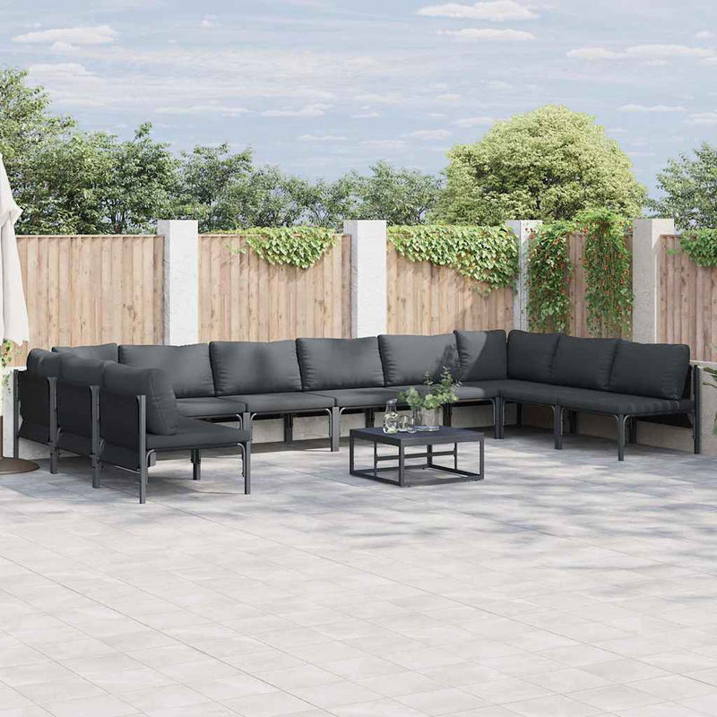 Set de canapele pentru grădină 11 buc. Negru Oțel