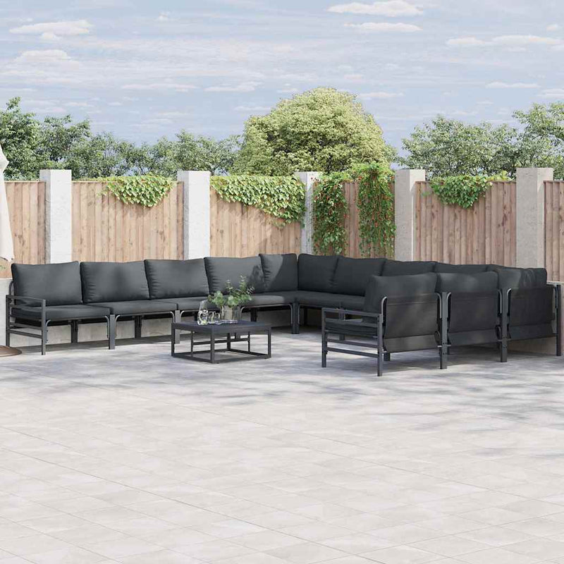 Set de canapele pentru grădină 12 buc. Negru Oțel