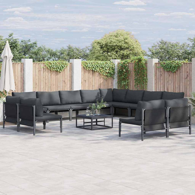 Set de canapele pentru grădină 13 buc. Negru Oțel