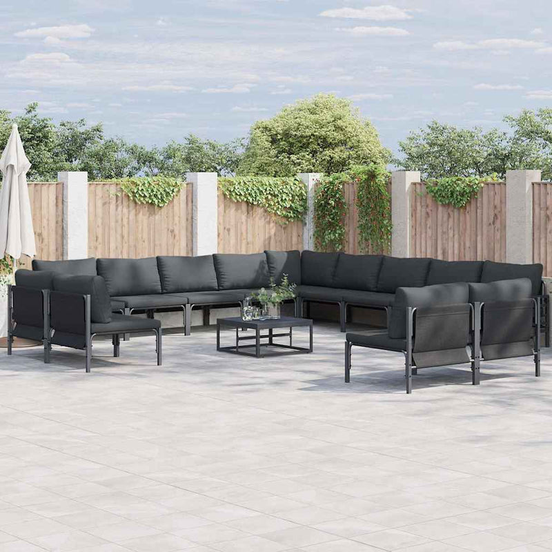 Set de canapele pentru grădină 13 buc. Negru Oțel