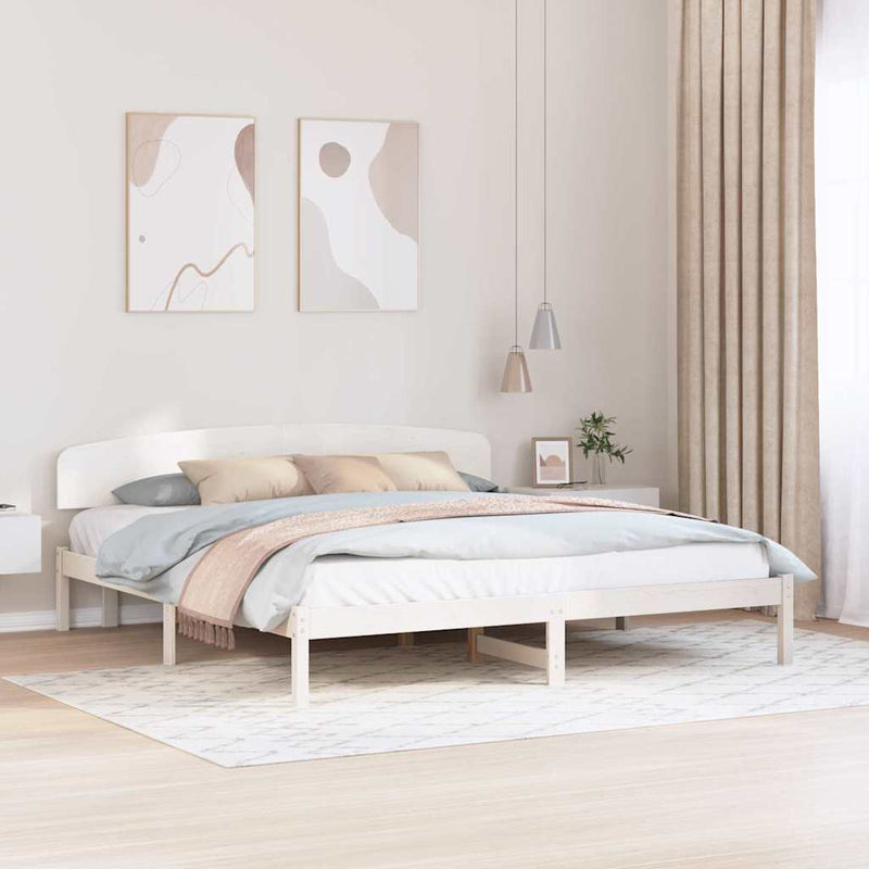 Cadru de pat cu headboard Alb 180 x 200 cm Lemn de pin masiv