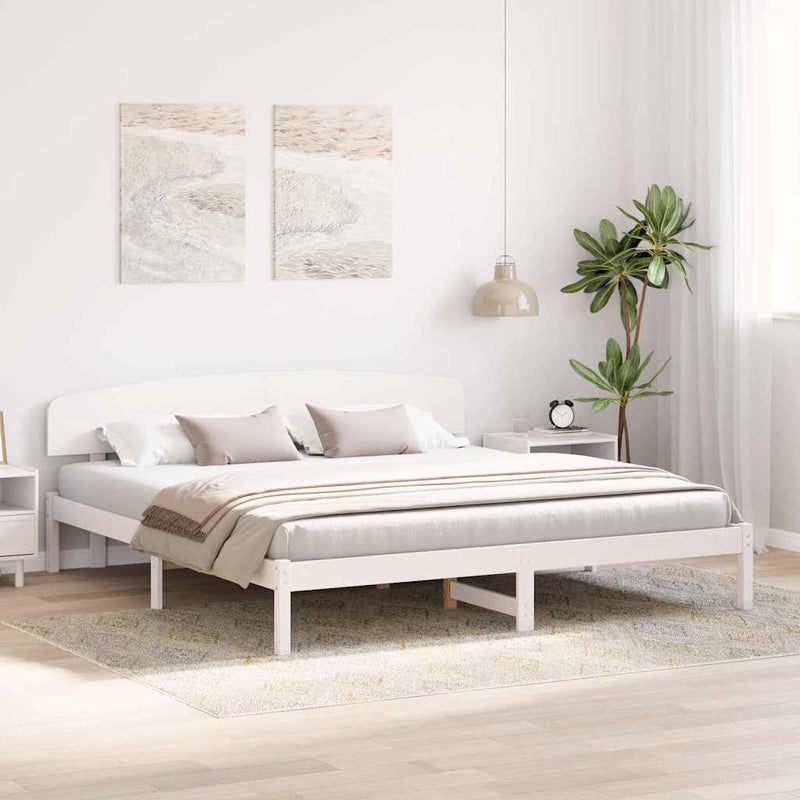 Cadru de pat cu headboard Alb 180 x 200 cm Lemn de pin masiv