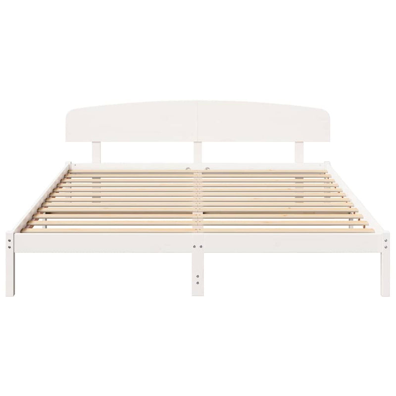 Cadru de pat cu headboard Alb 180 x 200 cm Lemn de pin masiv