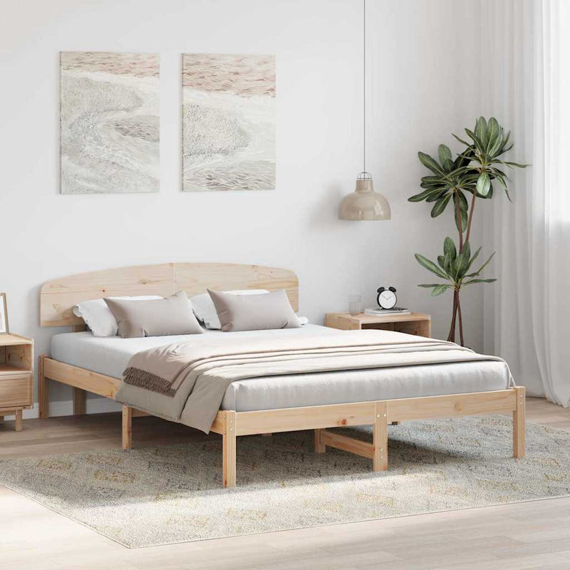 Cadru de pat natural 140 x 200 cm Lemn de pin masiv