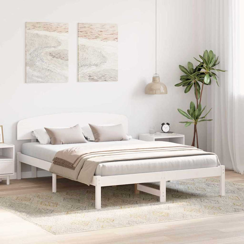 Cadru de pat cu headboard Alb 140 x 200 cm Lemn de pin masiv