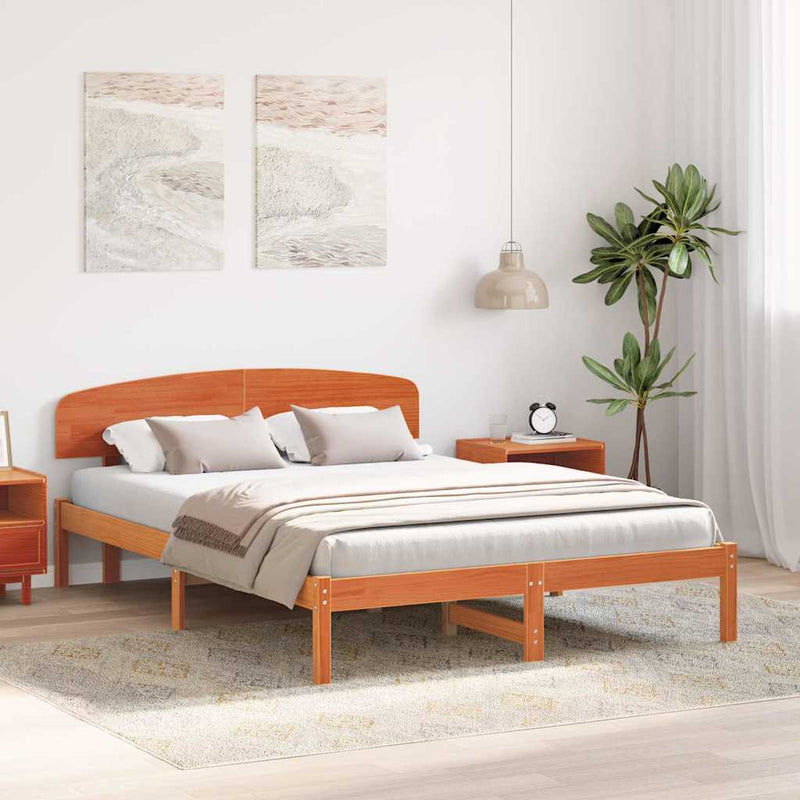Cadru de pat Maroniu cerat 140 x 200 cm Lemn de pin masiv