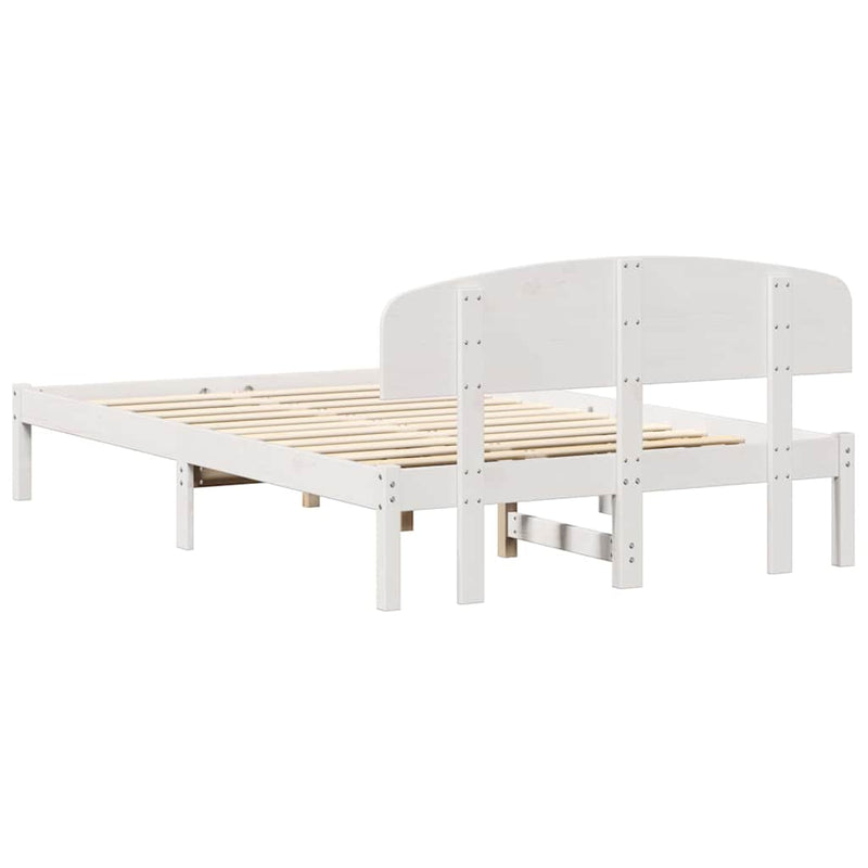 Cadru de pat cu headboard Alb 120 x 190 cm Lemn de pin masiv