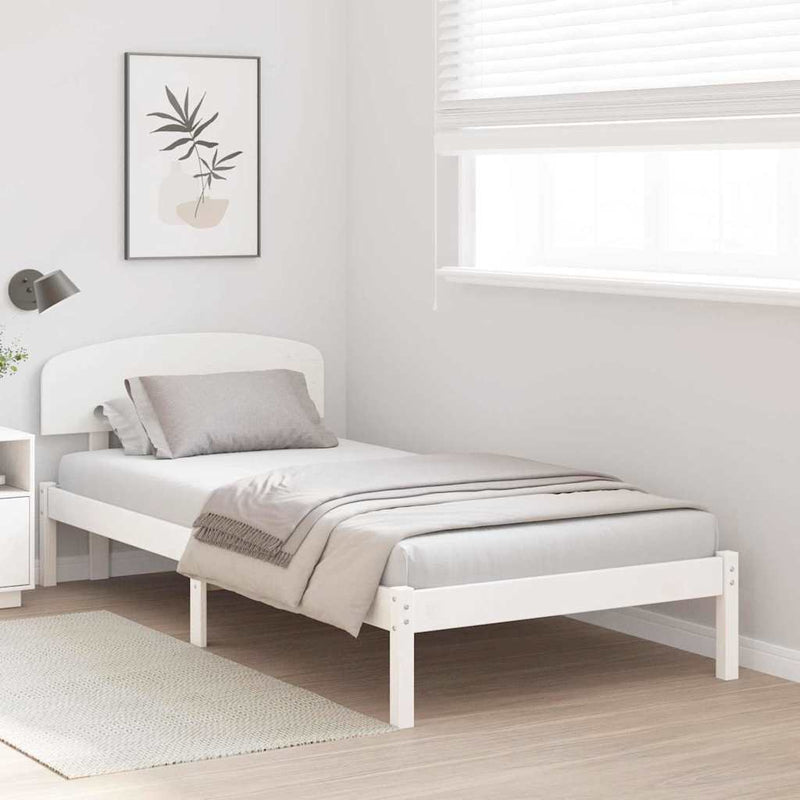 Cadru de pat cu headboard Alb 100 x 200 cm Lemn de pin masiv