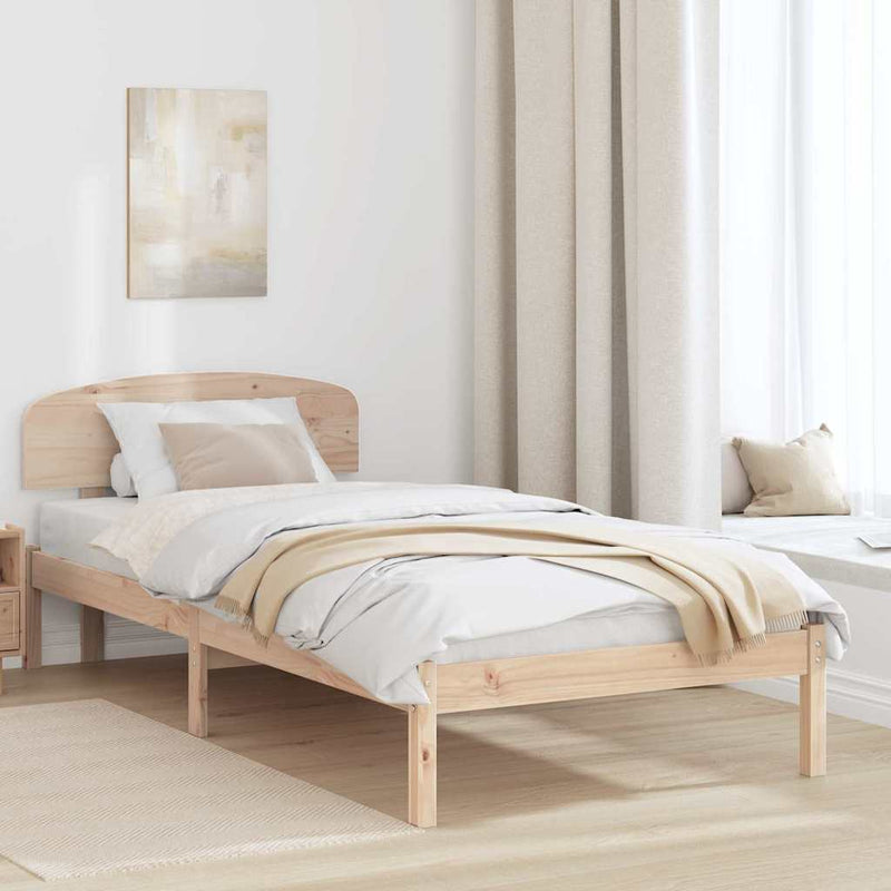 Cadru de pat cu headboard natural 90 x 200 cm Lemn de pin masiv