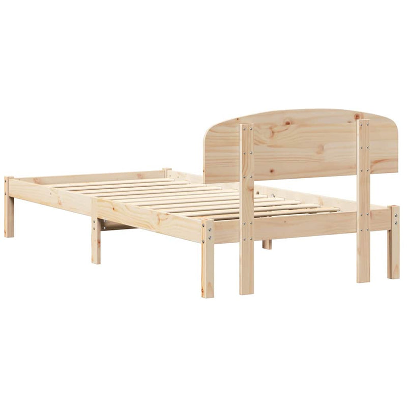 Cadru de pat cu headboard natural 80 x 200 cm Lemn de pin masiv