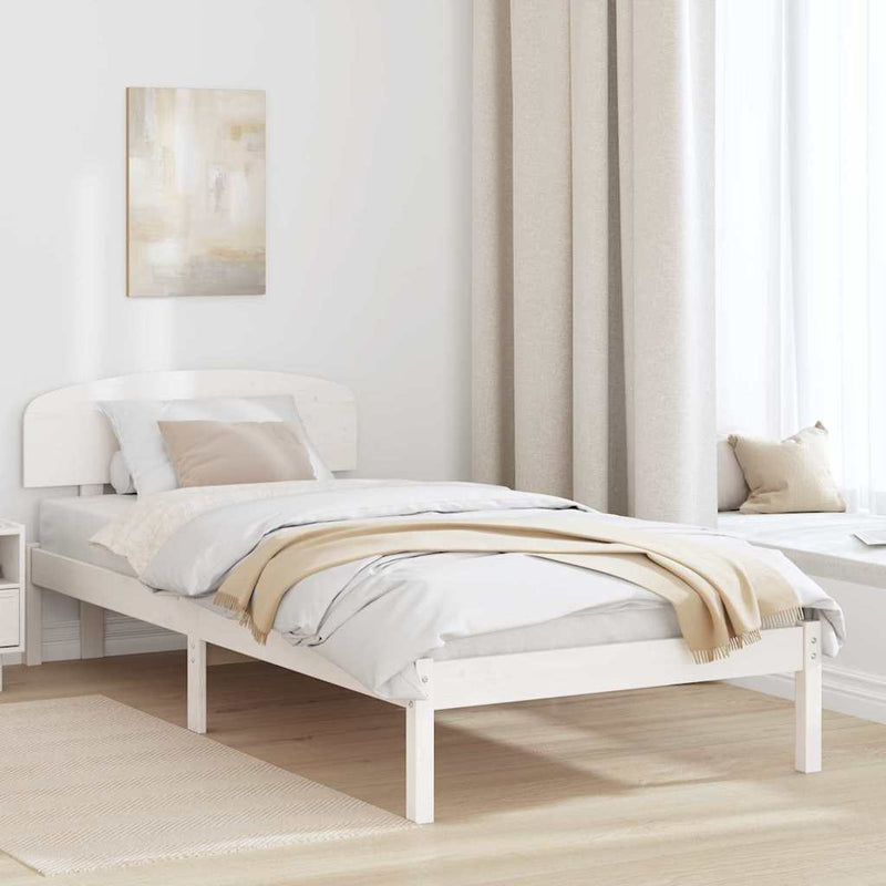 Cadru de pat cu headboard Alb 75 x 190 cm Lemn de pin masiv