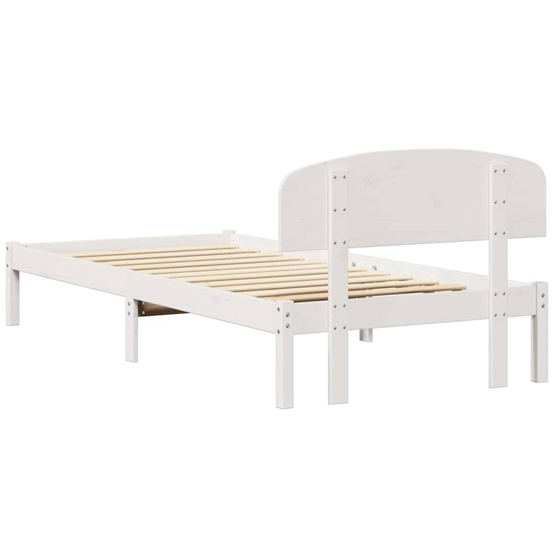 Cadru de pat cu headboard Alb 75 x 190 cm Lemn de pin masiv