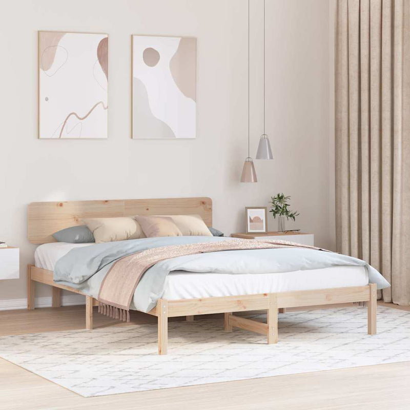 Cadru de pat natural 200 x 200 cm Lemn de pin masiv