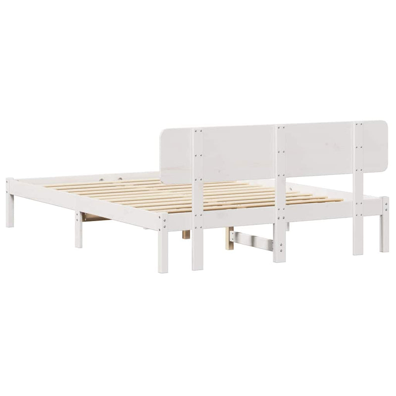 Cadru de pat cu headboard Alb 200 x 200 cm Lemn de pin masiv