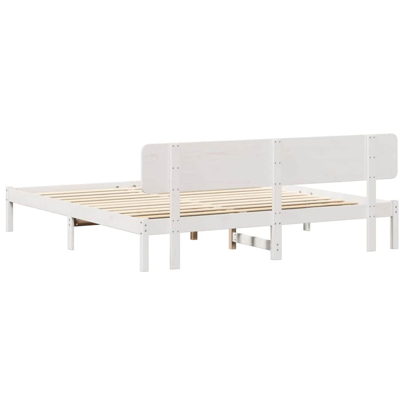 Cadru de pat cu headboard Alb 180 x 200 cm Lemn de pin masiv
