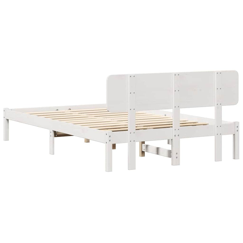 Cadru de pat cu headboard Alb 120 x 190 cm Lemn de pin masiv