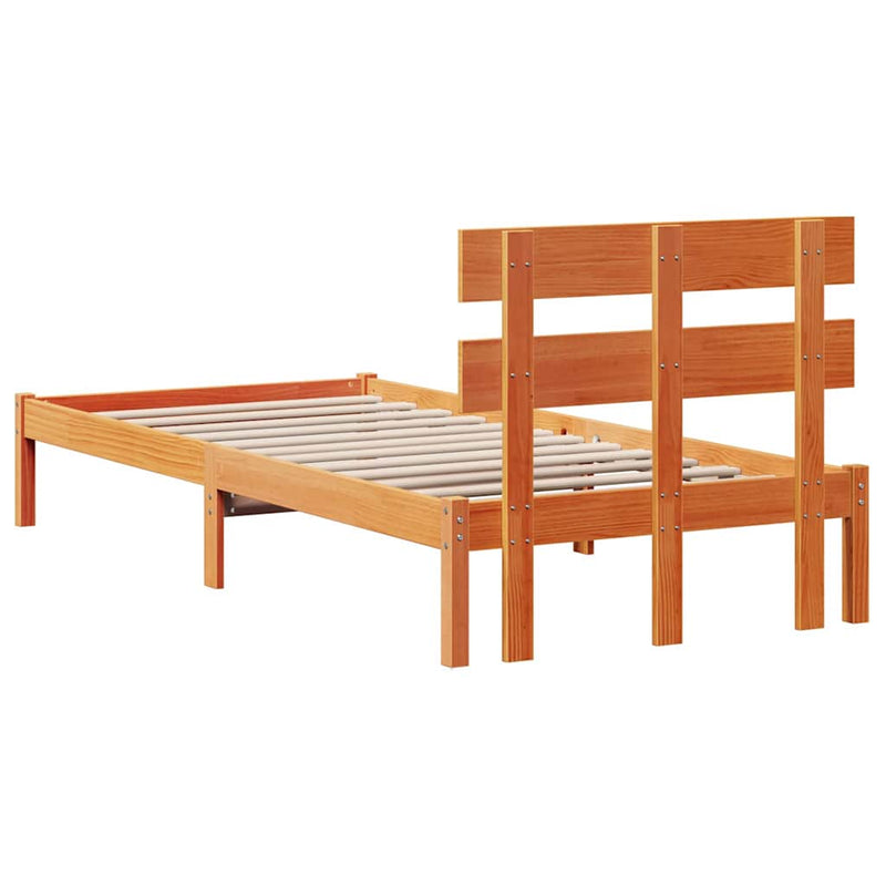 Cadru de pat cu headboard Maro 90 x 200 cm Lemn masiv de pin