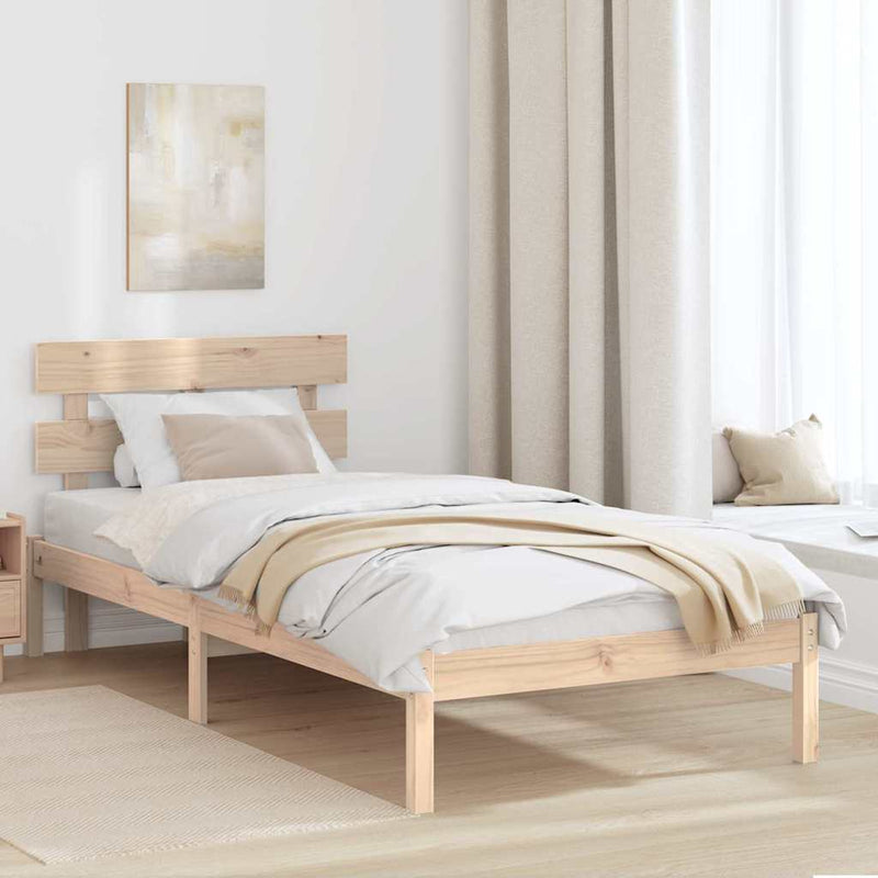 Cadru de pat cu headboard Maro 75 x 190 cm Lemn masiv de pin