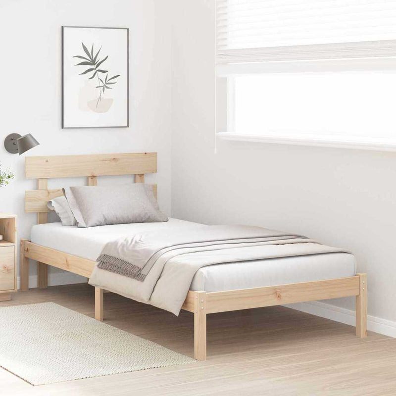 Cadru de pat cu headboard Maro 75 x 190 cm Lemn masiv de pin