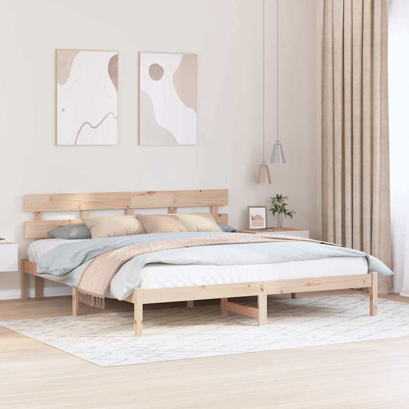 Cadru de pat cu headboard Maro 180 x 200 cm Lemn masiv de pin