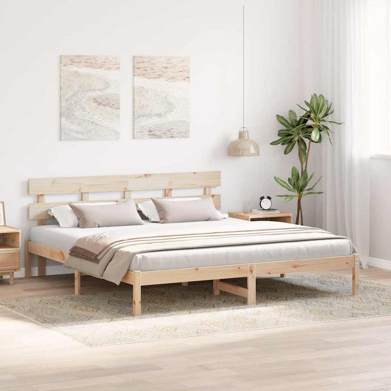 Cadru de pat cu headboard Maro 180 x 200 cm Lemn masiv de pin