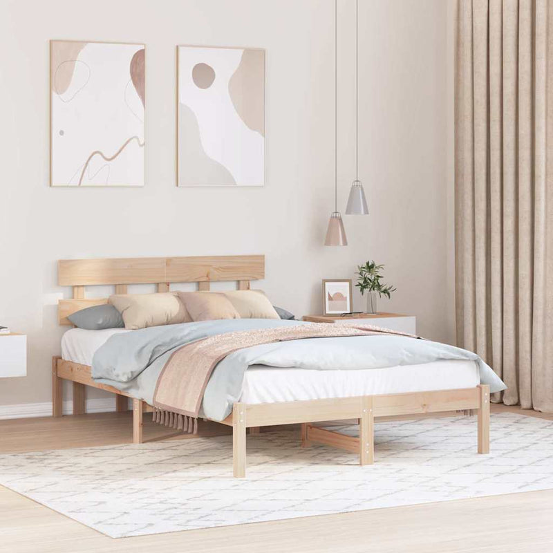 Cadru de pat cu headboard Maro 140 x 190 cm Lemn masiv de pin