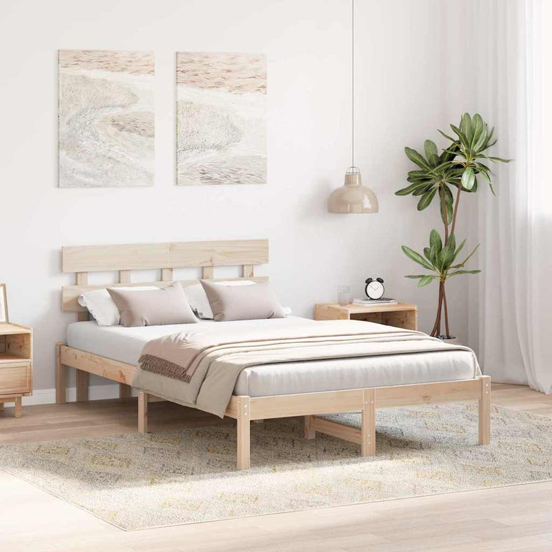 Cadru de pat cu headboard Maro 140 x 190 cm Lemn masiv de pin