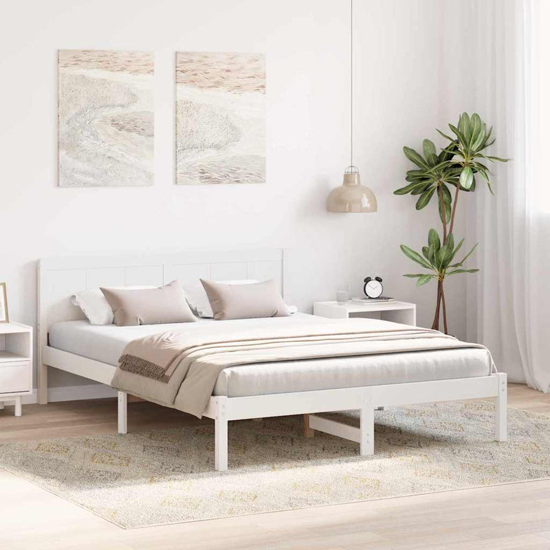 Cadru de pat Alb 160 x 200 cm Lemn masiv de pin