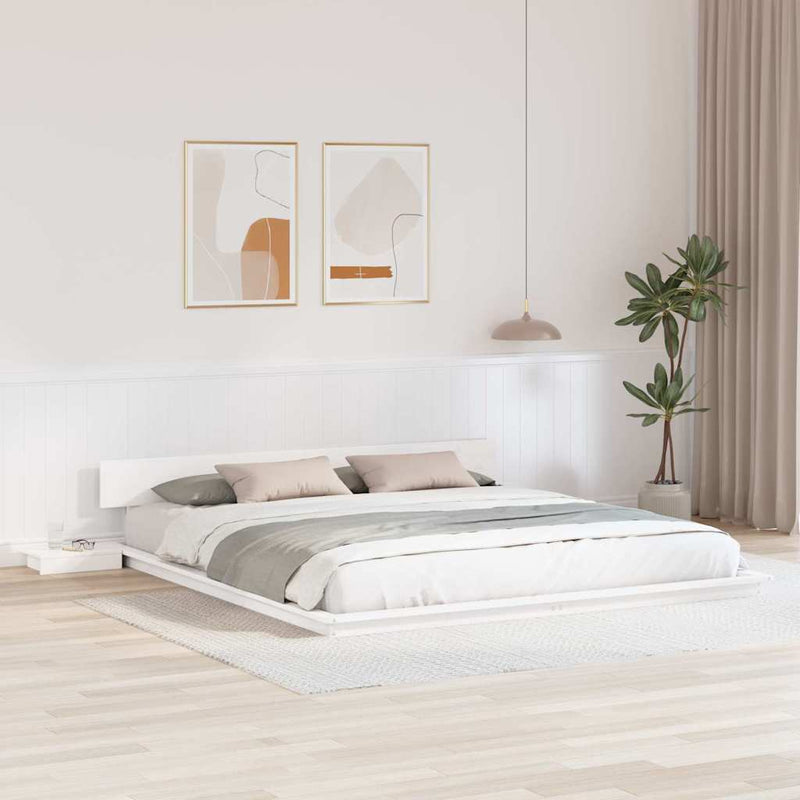 Cadru de pat Alb 200 x 200 cm lemn