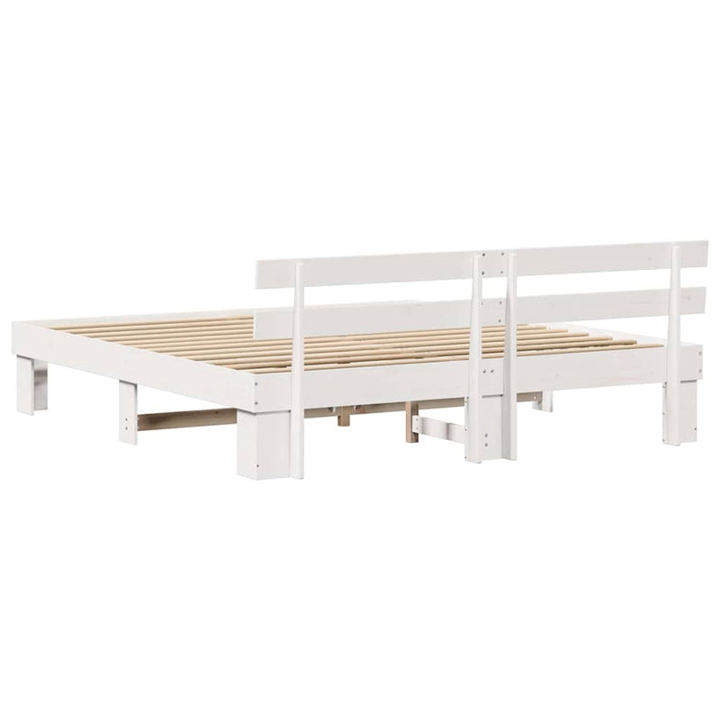 Cadru de pat cu headboard Alb 180 x 200 cm Lemn de pin masiv