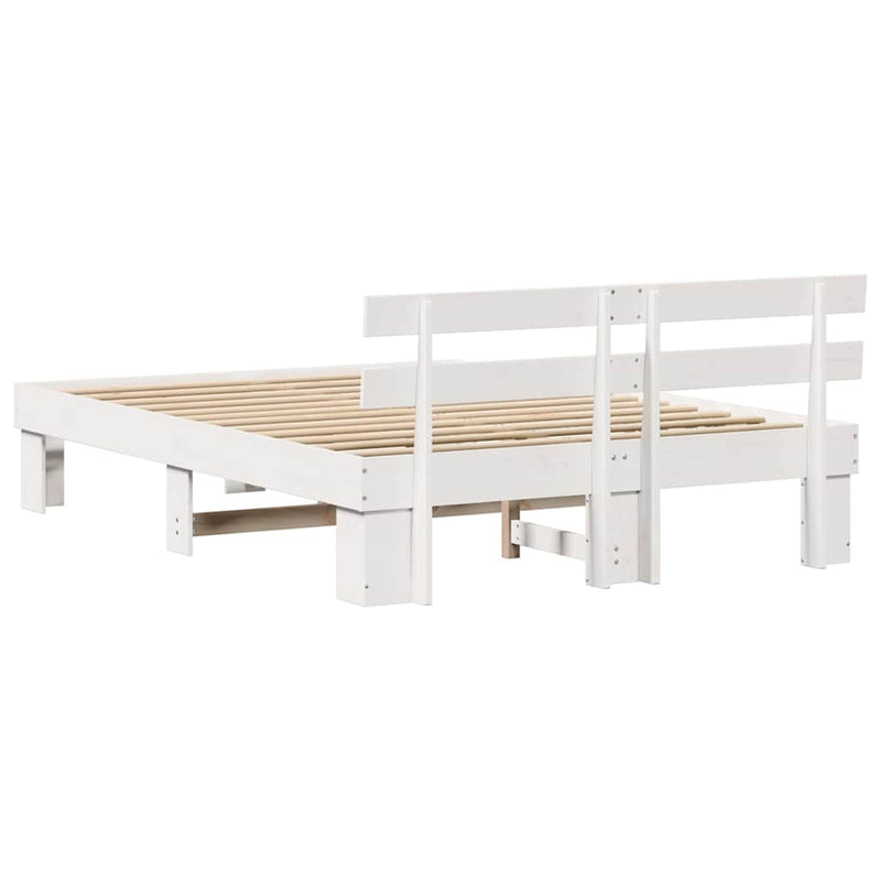 Cadru de pat cu headboard Alb 160 x 200 cm Lemn de pin masiv