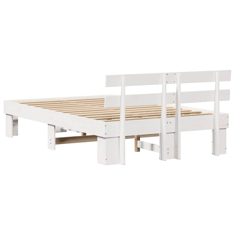 Cadru de pat cu headboard Alb 120 x 200 cm Lemn de pin masiv