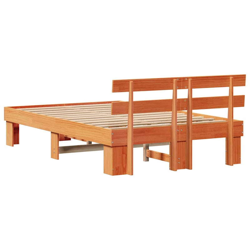Cadru de pat Maroniu cerat 140 x 190 cm Lemn de pin masiv
