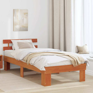 Cadru de pat Maroniu cerat 90 x 200 cm Lemn de pin masiv