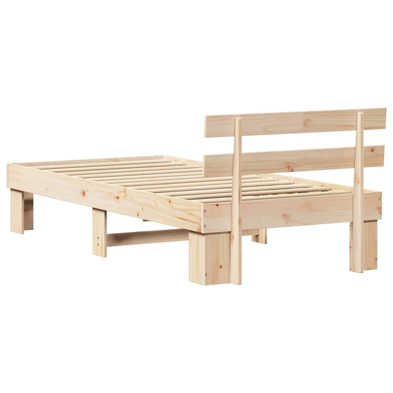 Cadru de pat cu headboard natural 80 x 200 cm Lemn de pin masiv