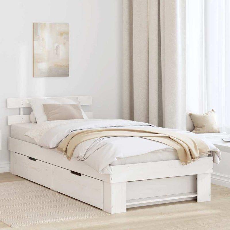 Cadru de pat cu headboard Alb 100 x 200 cm Lemn de pin masiv