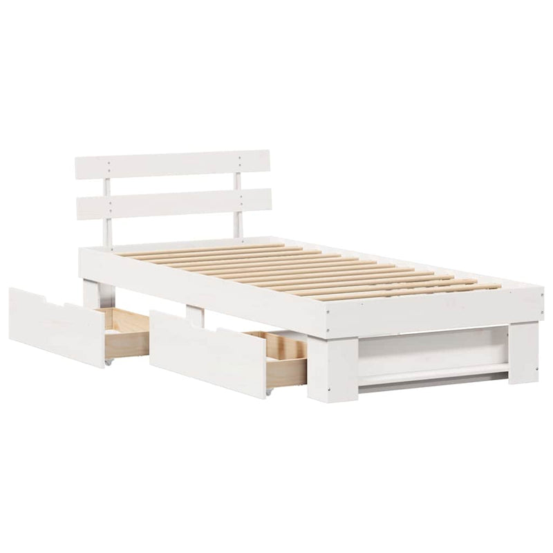 Cadru de pat cu headboard Alb 90 x 190 cm Lemn de pin masiv