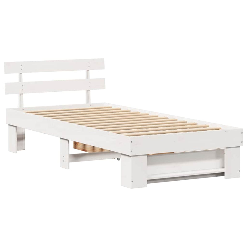 Cadru de pat cu headboard Alb 90 x 190 cm Lemn de pin masiv