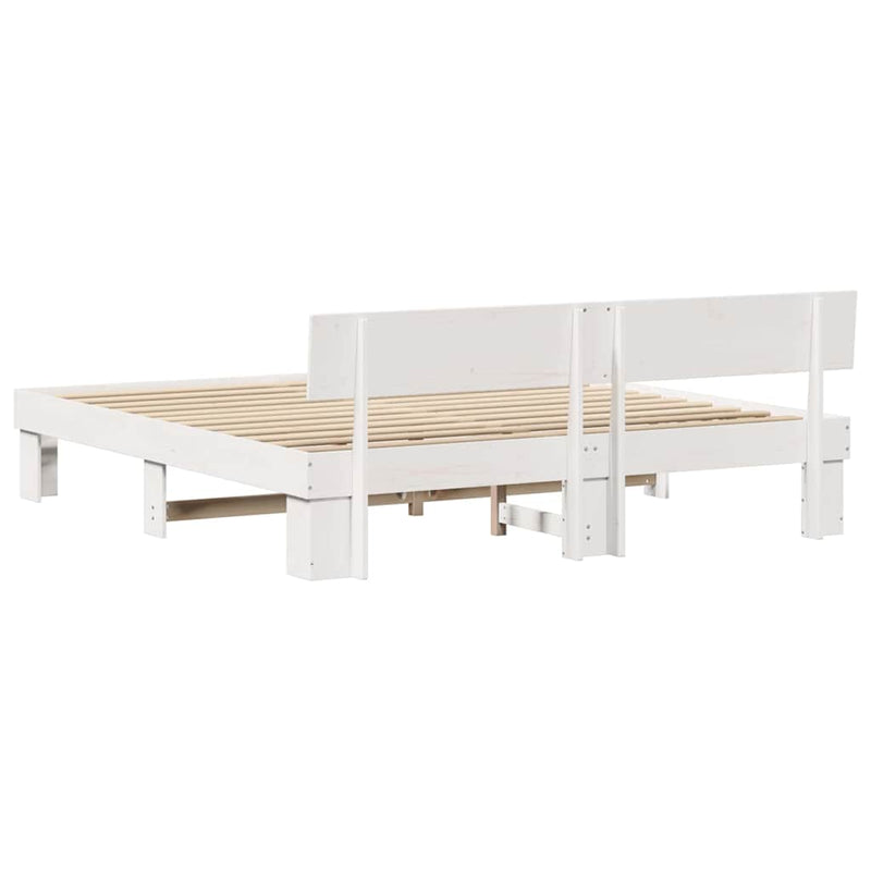Cadru de pat cu headboard Alb 180 x 200 cm Lemn de pin masiv