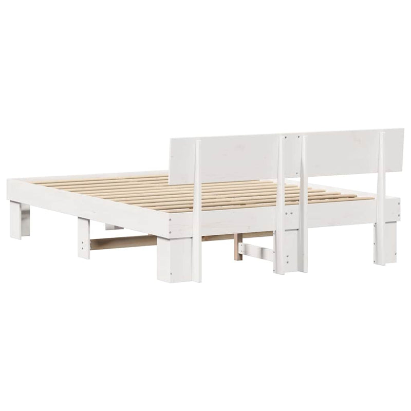 Cadru de pat cu headboard Alb 160 x 200 cm Lemn de pin masiv