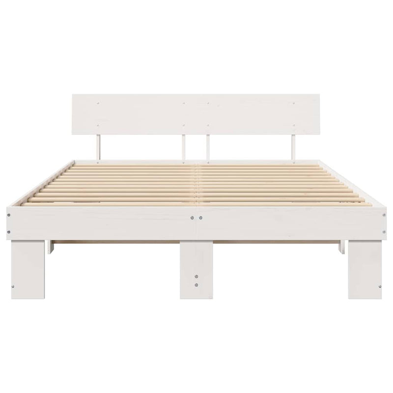 Cadru de pat cu headboard Alb 160 x 200 cm Lemn de pin masiv