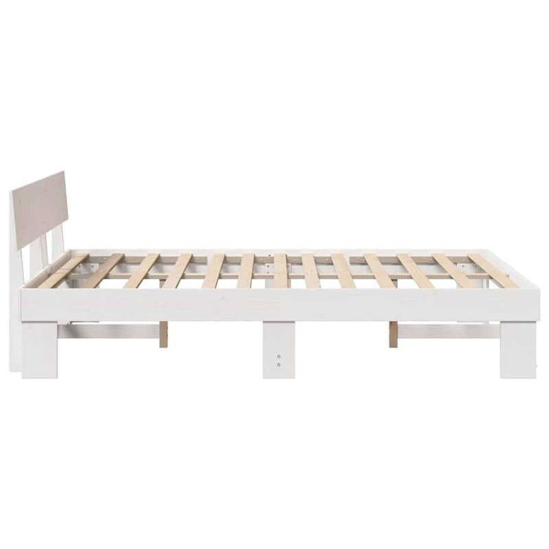 Cadru de pat cu headboard Alb 160 x 200 cm Lemn de pin masiv