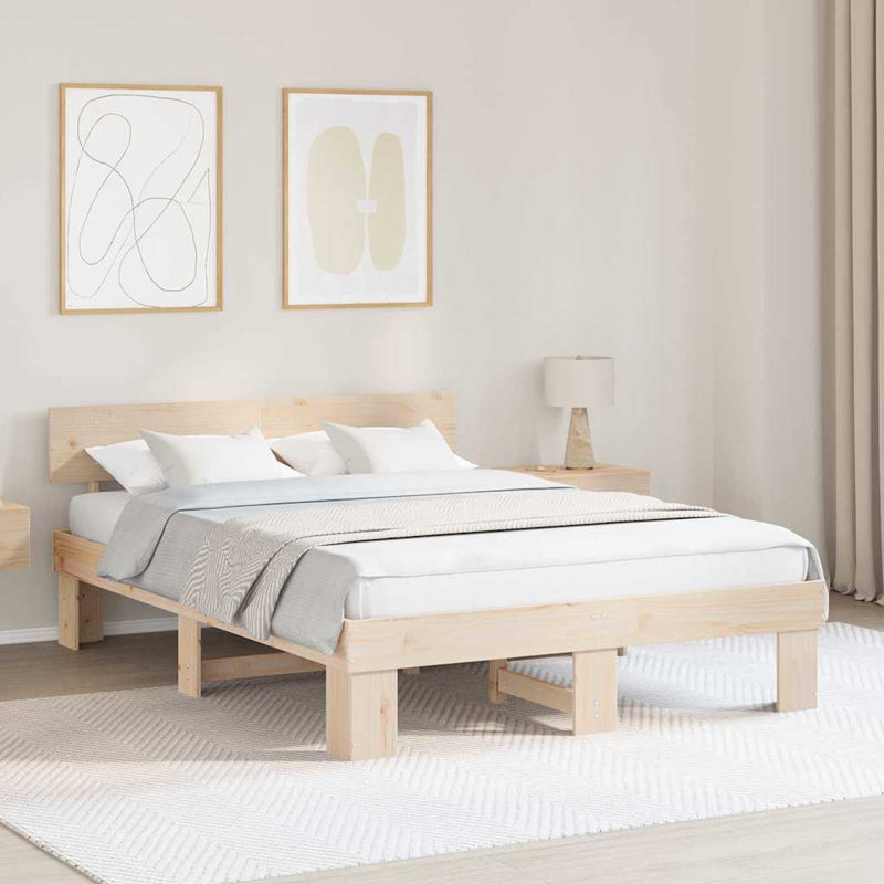 Cadru de pat natural 140 x 200 cm Lemn de pin masiv