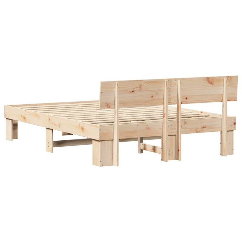 Cadru de pat natural 140 x 200 cm Lemn de pin masiv