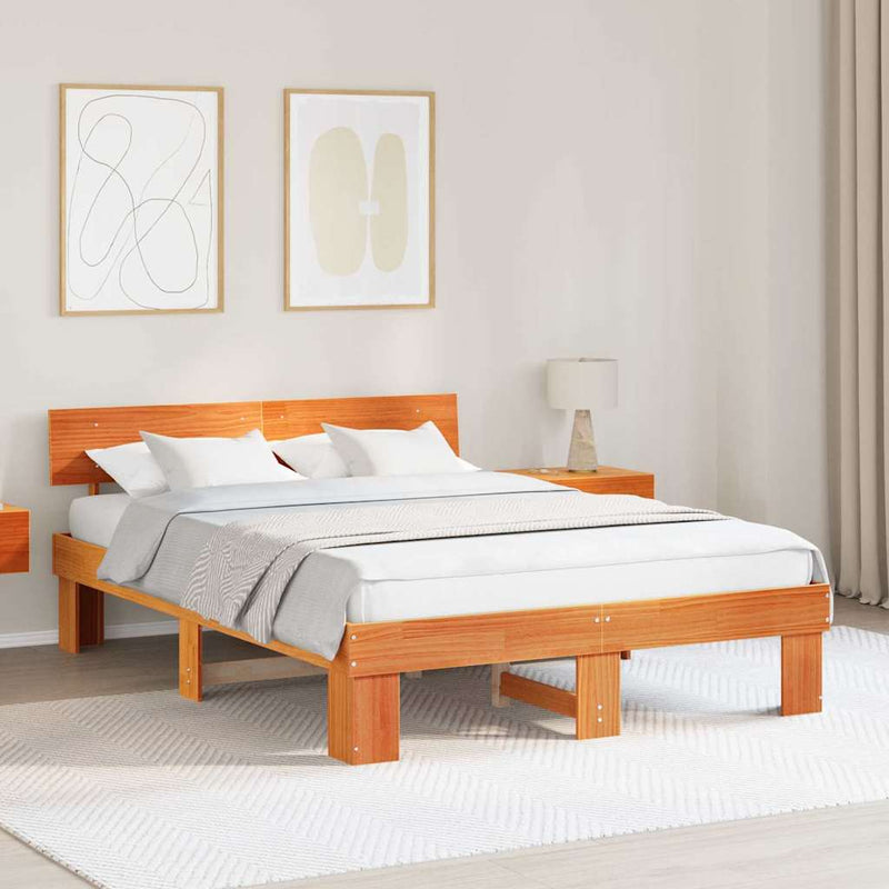 Cadru de pat Maroniu cerat 140 x 200 cm Lemn de pin masiv